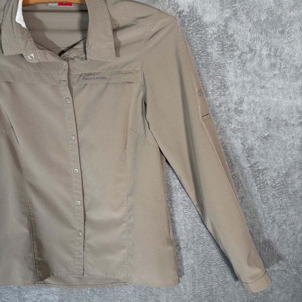 Craghoppers Womens NosiLife Insect Shield Hiking Shirt Tan US 4 Snaps Buttons - Picture 8 of 16